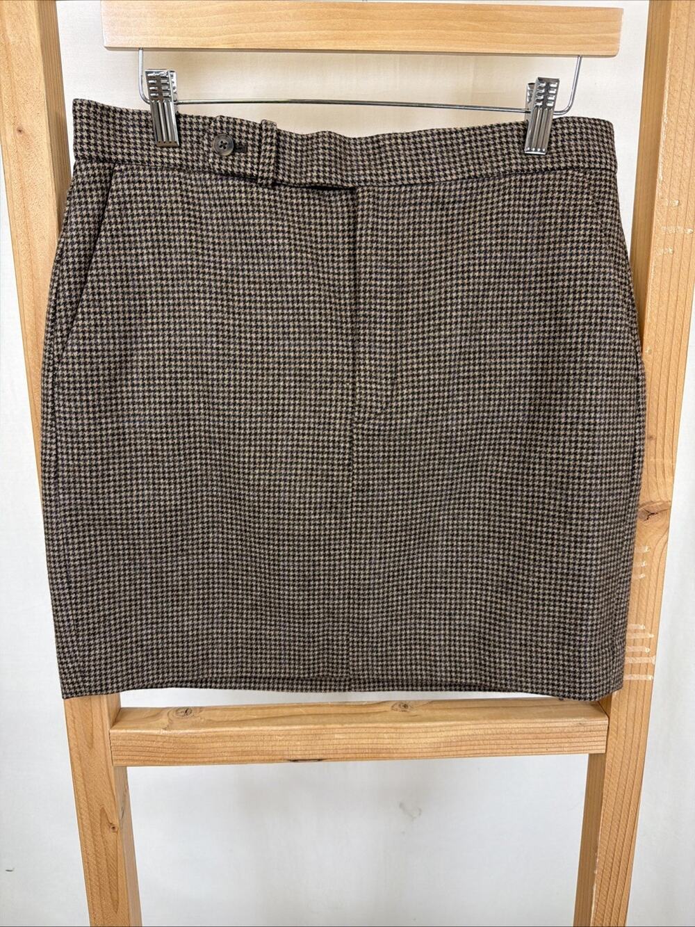 NWT Ralph Lauren Polo Brown Houndstooth Mini Skirt #1263 Size Med
